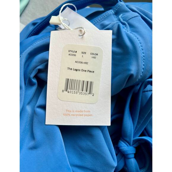 Andie Swim The Lagos One Piece Halter Swimsuit Blue NWT - Picture 4 of 8
